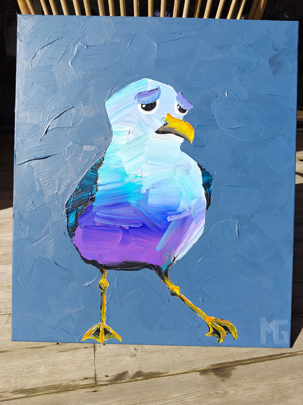 Fugl - 70x60 cm – Original akrylmaleri