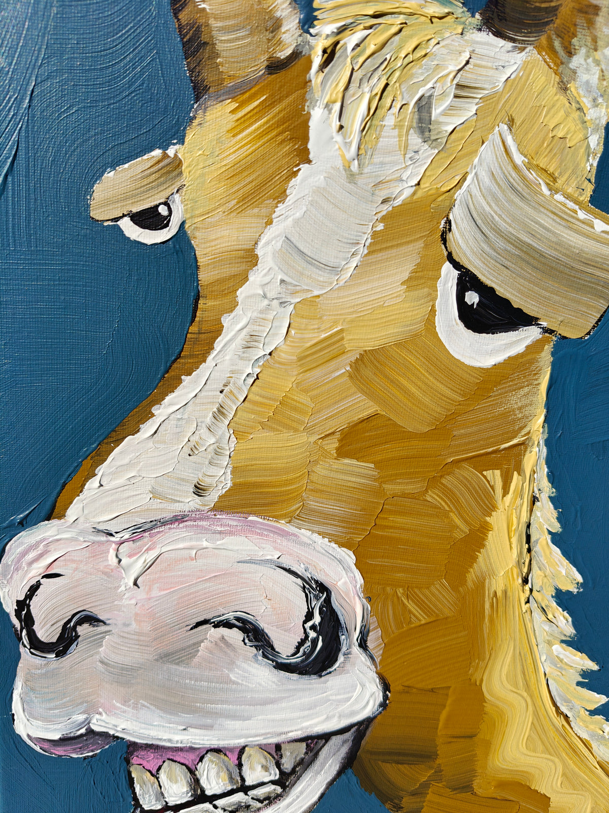 Hest med smil — Original akrylmaleri