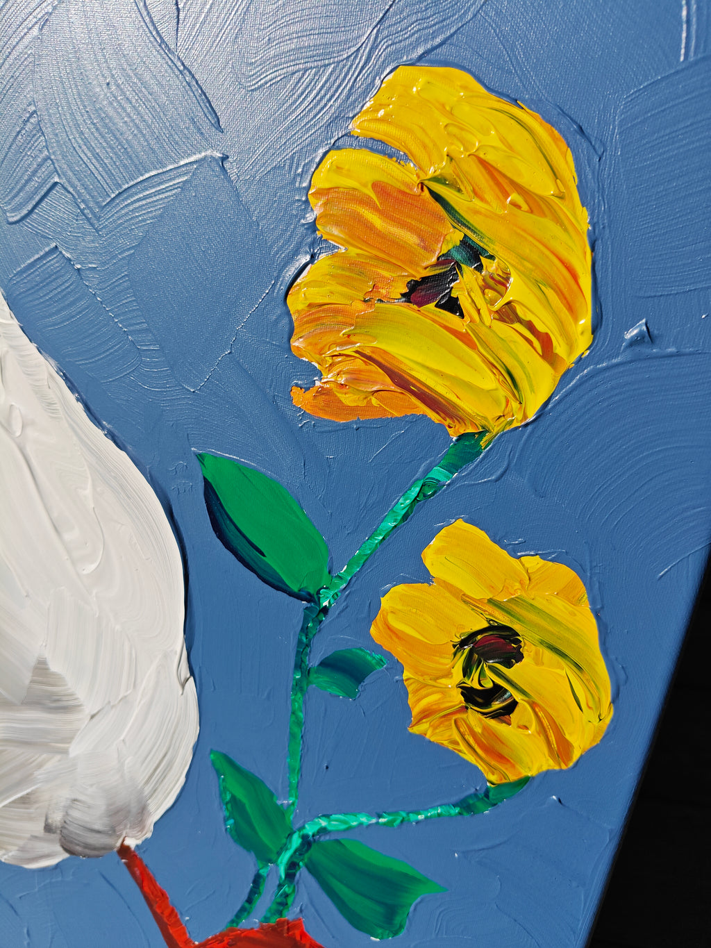 Gås med blomster – original maleri