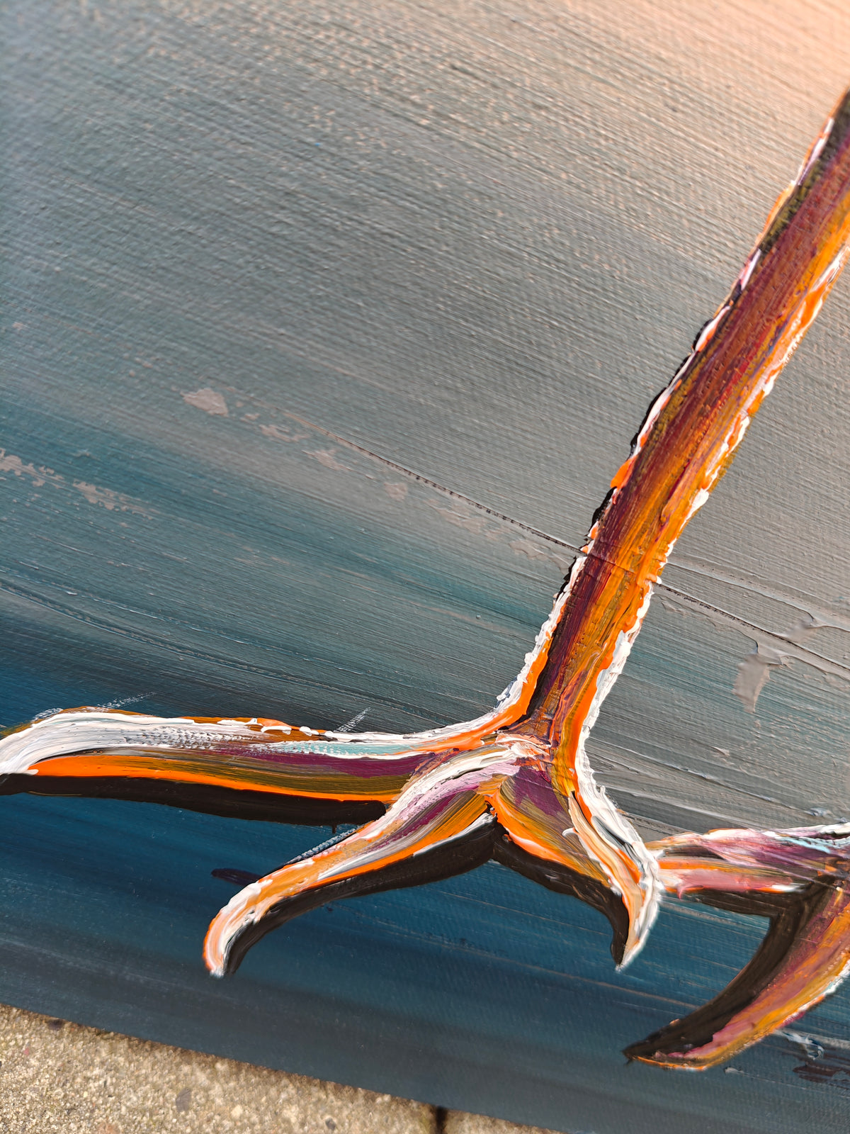 Blå fugl – 100x50 cm – Original dyremaleri i akryl